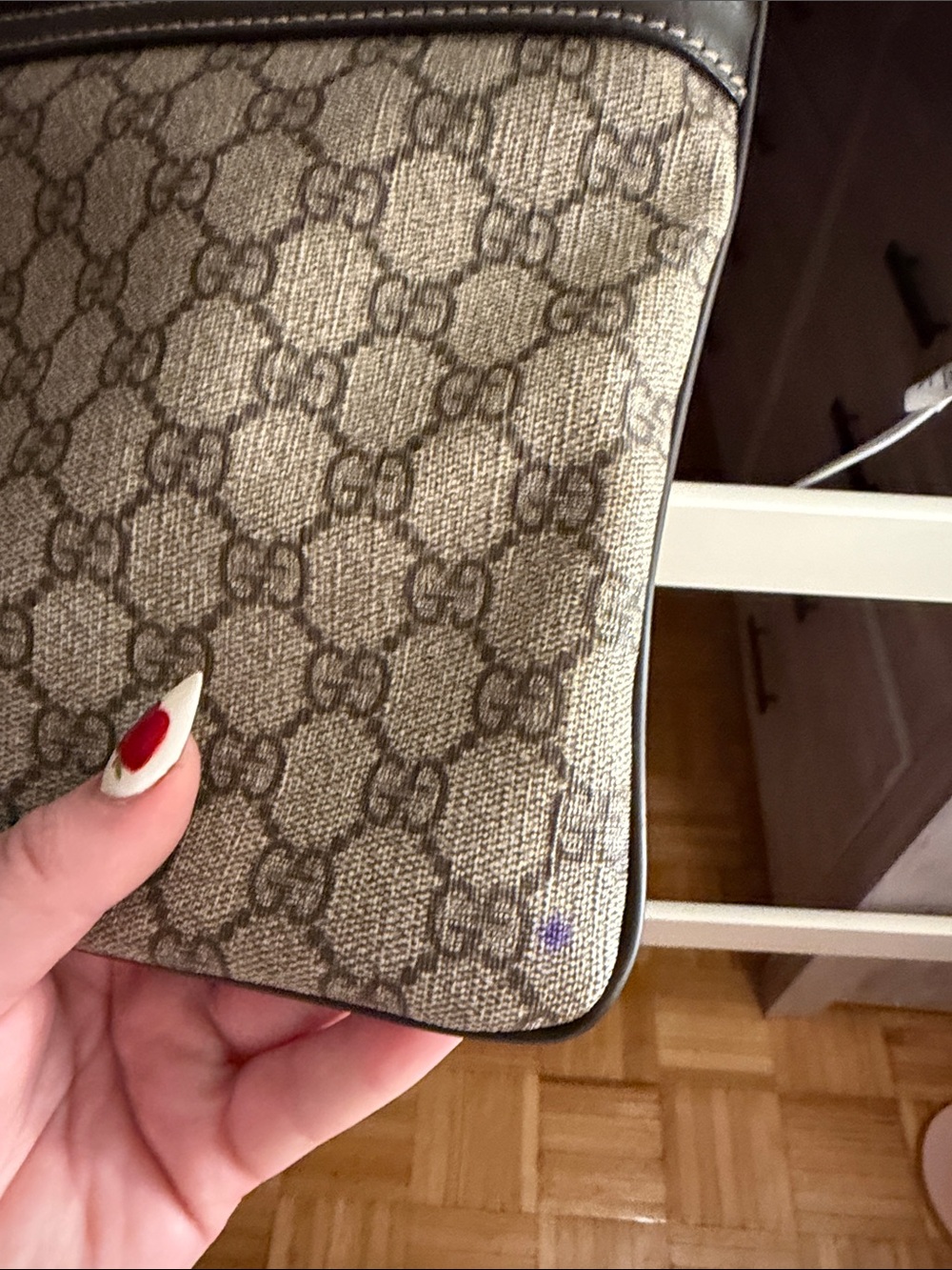Gucci Brown GG Supreme Canvas Crossbody Bag with Dark Brown Trim - Picture 3 of 5